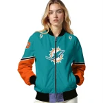 customized miami dolphins chevron style aqua bomber jacket best selling