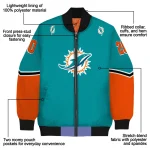 customized miami dolphins chevron style aqua bomber jacket best selling