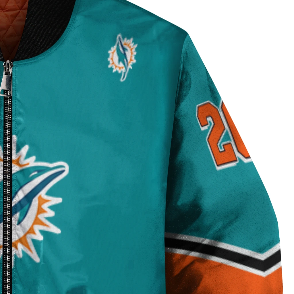 customized miami dolphins chevron style aqua bomber jacket premium grade customized miami dolphins chevron style aqua bomber jacket premium grade