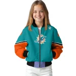customized miami dolphins chevron style aqua bomber jacket best selling