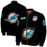 customized miami dolphins claw scratch black bomber jacket best selling