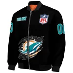 customized miami dolphins claw scratch black bomber jacket best selling