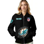 customized miami dolphins claw scratch black bomber jacket best selling