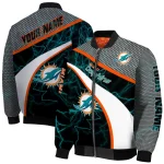 customized miami dolphins electric flash aqua bomber jacket best selling