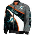 customized miami dolphins electric flash aqua bomber jacket best selling