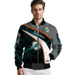 customized miami dolphins electric flash aqua bomber jacket best selling