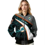 customized miami dolphins electric flash aqua bomber jacket best selling