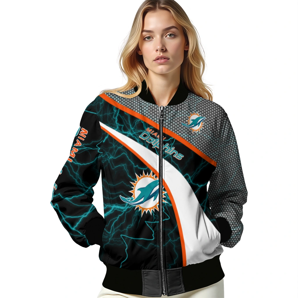 customized miami dolphins electric flash aqua bomber jacket latest model customized miami dolphins electric flash aqua bomber jacket latest model