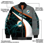 customized miami dolphins electric flash aqua bomber jacket best selling