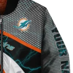 customized miami dolphins electric flash aqua bomber jacket best selling