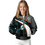customized miami dolphins electric flash aqua bomber jacket best selling