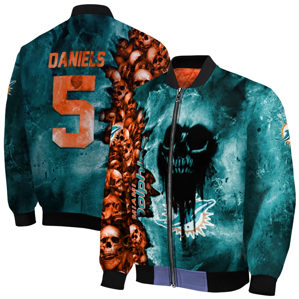 customized miami dolphins skull cluster aqua bomber jacket best selling customized miami dolphins skull cluster aqua bomber jacket best selling