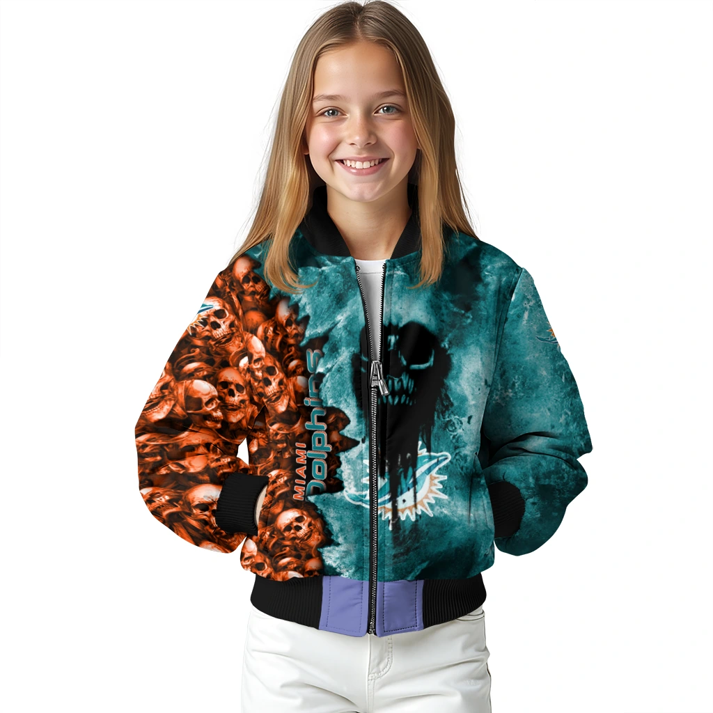customized miami dolphins skull cluster aqua bomber jacket top rated customized miami dolphins skull cluster aqua bomber jacket top rated