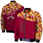 customized miami heat camouflage style red bomber jacket best selling