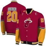 customized miami heat chevron style red varsity jacket best selling