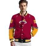 customized miami heat chevron style red varsity jacket best selling