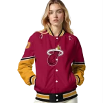 customized miami heat chevron style red varsity jacket best selling