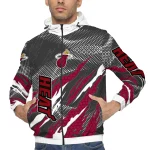customized miami heat claw mesh red gray windbreaker jacket best selling