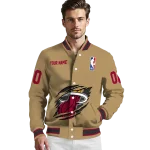 customized miami heat claw opening beige varsity jacket best selling