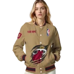customized miami heat claw opening beige varsity jacket best selling