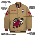 customized miami heat claw opening beige varsity jacket best selling