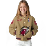 customized miami heat claw opening beige varsity jacket best selling