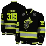 customized miami heat heartbeat accent black green varsity jacket best selling