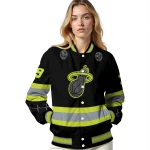 customized miami heat heartbeat accent black green varsity jacket best selling