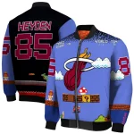 customized miami heat mario blocks blue black bomber jacket best selling