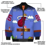 customized miami heat mario blocks blue black bomber jacket best selling