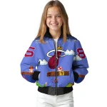 customized miami heat mario blocks blue black bomber jacket best selling