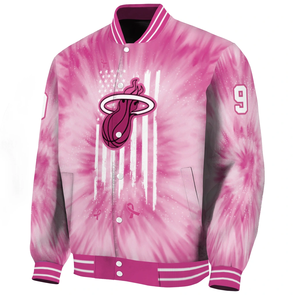 customized miami heat pink tie dye pink varsity jacket best selling customized miami heat pink tie dye pink varsity jacket best selling