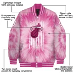 customized miami heat pink tie dye pink varsity jacket best selling