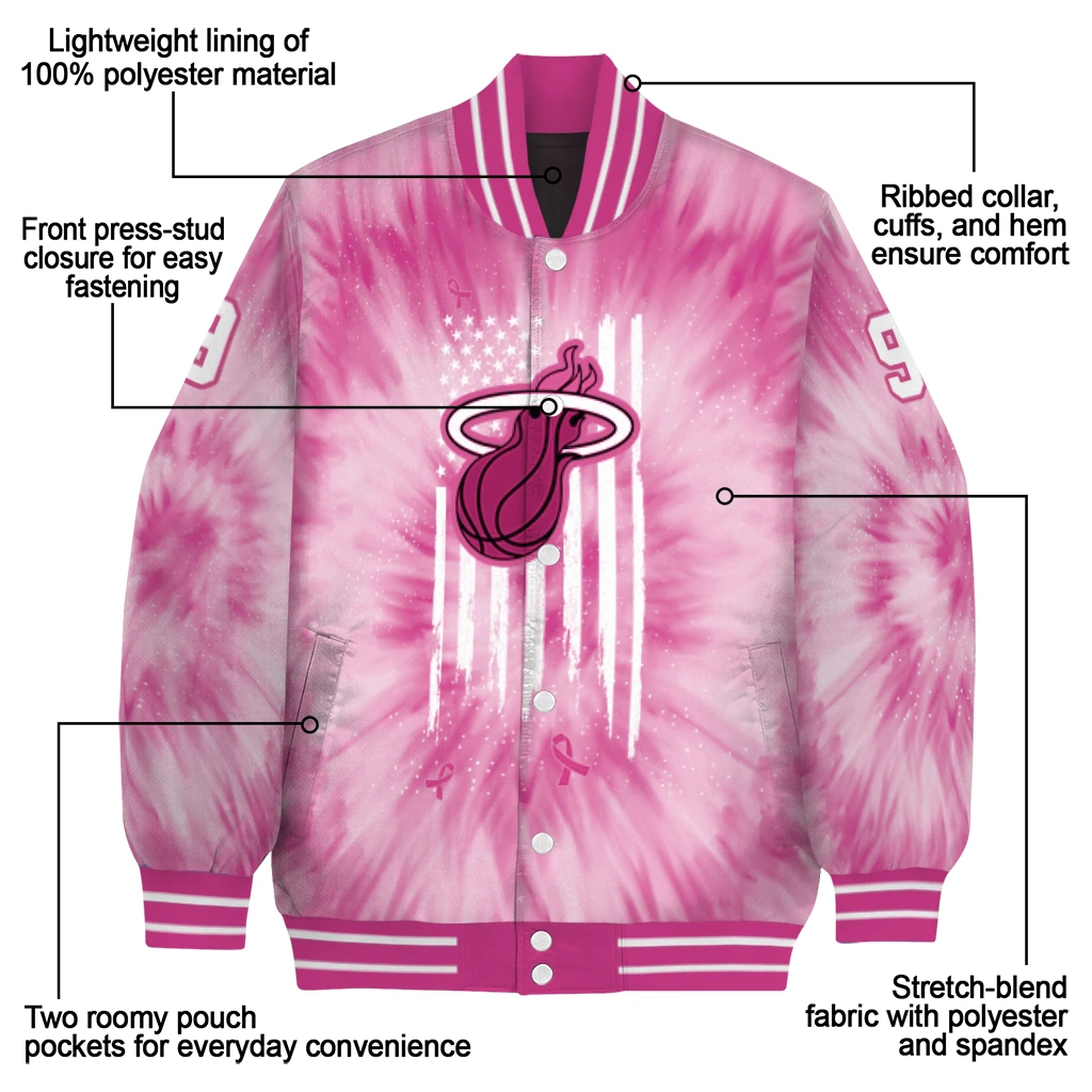 customized miami heat pink tie dye pink varsity jacket new arrival customized miami heat pink tie dye pink varsity jacket new arrival
