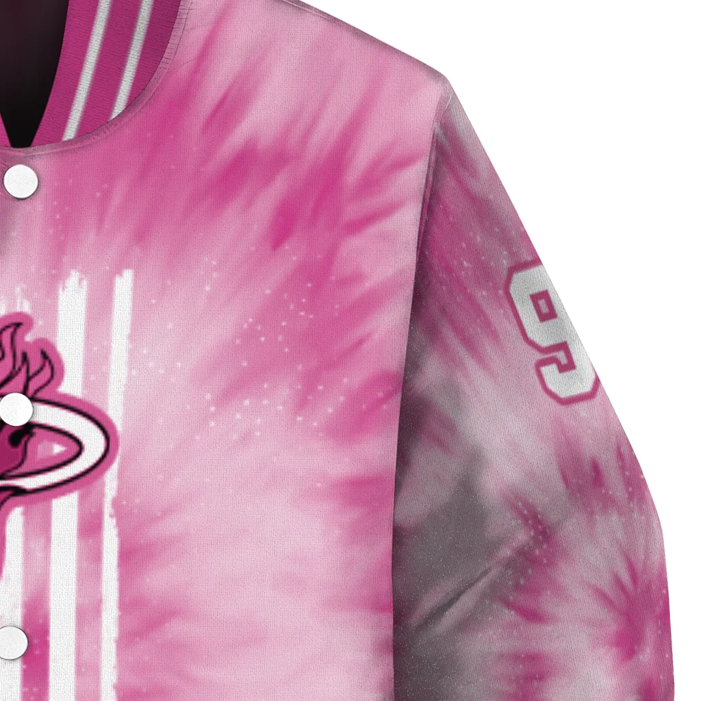 customized miami heat pink tie dye pink varsity jacket premium grade customized miami heat pink tie dye pink varsity jacket premium grade