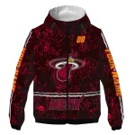 customized miami heat shards cluster red windbreaker jacket best selling