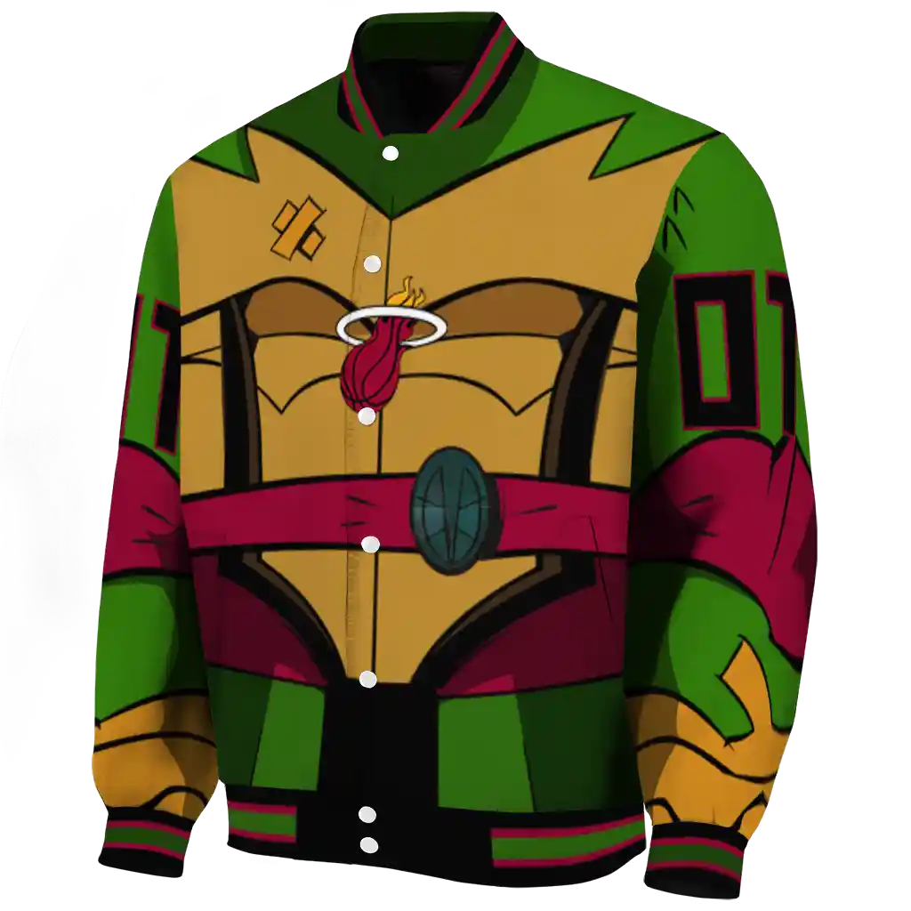 customized miami heat turtle armor varsity jacket best selling customized miami heat turtle armor varsity jacket best selling