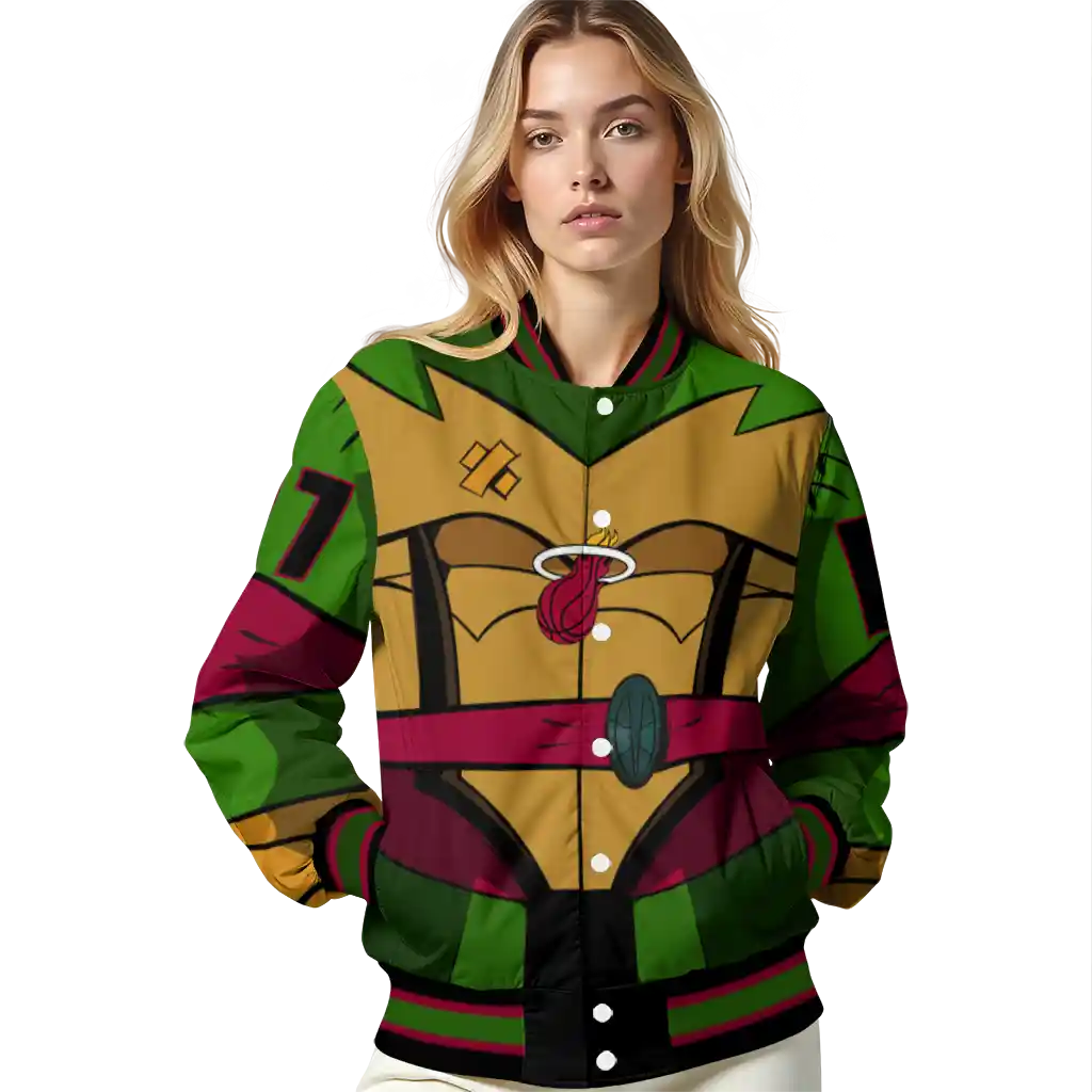 customized miami heat turtle armor varsity jacket latest model customized miami heat turtle armor varsity jacket latest model