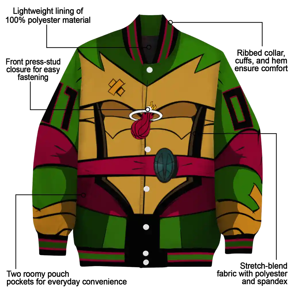 customized miami heat turtle armor varsity jacket new arrival customized miami heat turtle armor varsity jacket new arrival