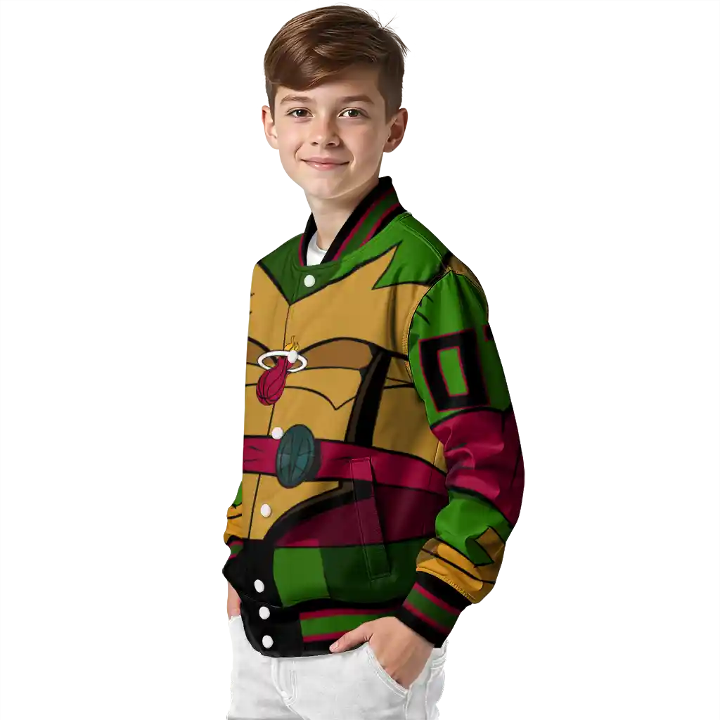 customized miami heat turtle armor varsity jacket trendy customized miami heat turtle armor varsity jacket trendy