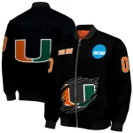 customized miami hurricanes claw shred black bomber jacket best selling
