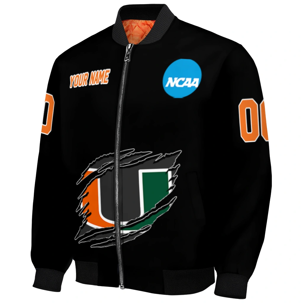 customized miami hurricanes claw shred black bomber jacket fashion forward customized miami hurricanes claw shred black bomber jacket fashion forward