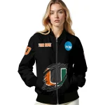 customized miami hurricanes claw shred black bomber jacket best selling