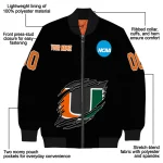 customized miami hurricanes claw shred black bomber jacket best selling