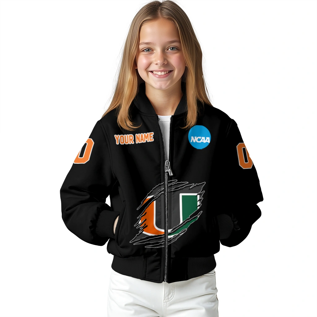 customized miami hurricanes claw shred black bomber jacket top rated customized miami hurricanes claw shred black bomber jacket top rated