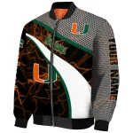 customized miami hurricanes electric flash orange bomber jacket best selling