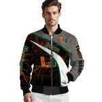 customized miami hurricanes electric flash orange bomber jacket best selling