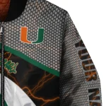 customized miami hurricanes electric flash orange bomber jacket best selling