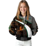 customized miami hurricanes electric flash orange bomber jacket best selling