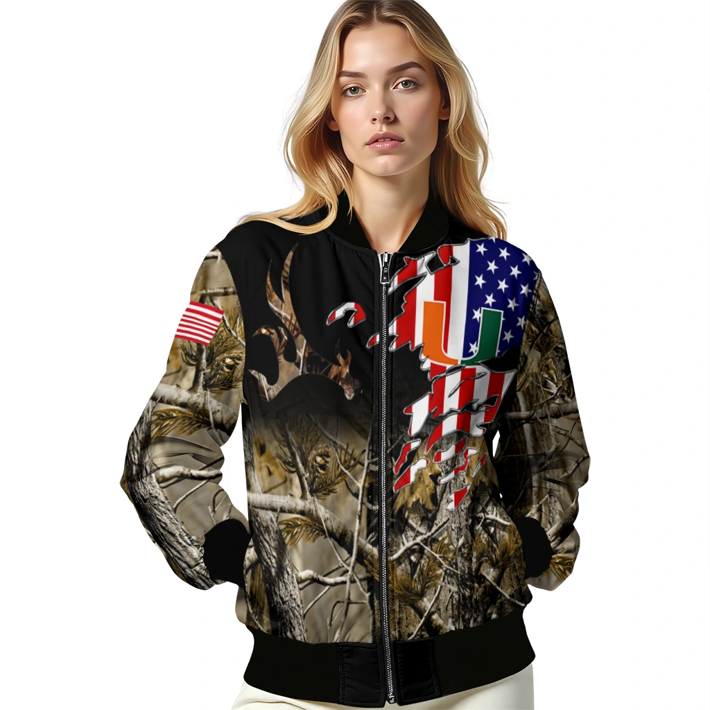 customized miami hurricanes patriot deer camouflage bomber jacket latest model customized miami hurricanes patriot deer camouflage bomber jacket latest model